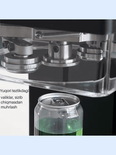 Alyuminiy bankalarni qopqoq bilan yopish va plastik butilkalarni muhrlash uchun moslam