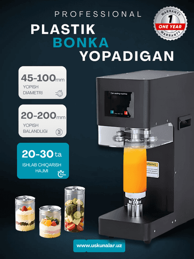 Alyuminiy bankalar va plastik butilkalarni yopish va germetik yopishtirish uskunasi