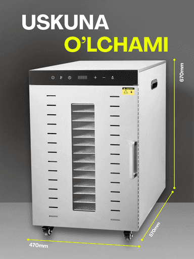 Sabzavotlar uchun  US-16 degidratori, Sabzavot va mevalar, mevalar va go‘sht uchun quritgich, ikki qatlamli, tijorat