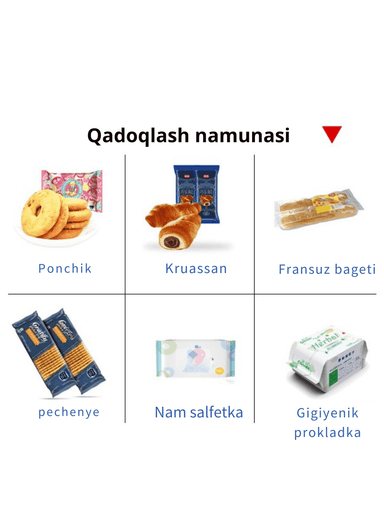 Avtomatik gorizontal qadoqlash uskuna | Shokolad, vafli, baton va non mahsulotlari uchun qadoqlsh  uskunasi