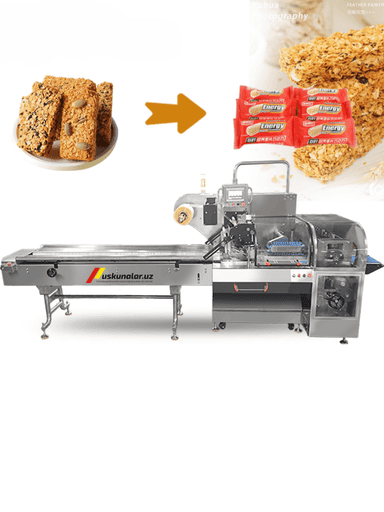 Avtomatik gorizontal qadoqlash uskuna | Shokolad, vafli, baton va non mahsulotlari uchun qadoqlsh  uskunasi