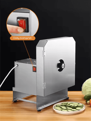 Elektr tilimlash mashinasi, slyayser, meva va muzlatilgan go‘shtni tilimlash uchun