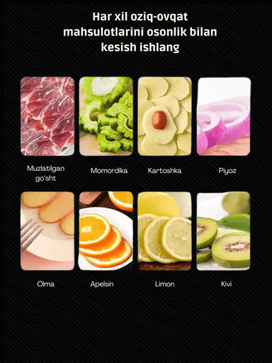 Ko‘p funksiyali qo‘lda ishlatiladigan slyayser, tilimlab kesish uchun, qo‘lda.