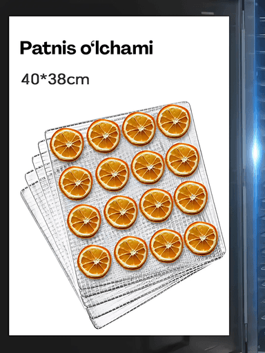 Quritgich-degidratatori Uskunalar.uz US-80, sabzavot, meva va go‘sht uchun mo‘ljallangan.