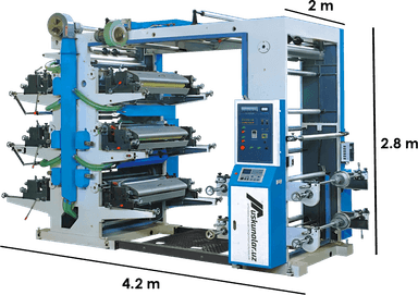 Olti xil rangli flekso bosish uskunasi | maksimal bosish kengligi 1000 mm