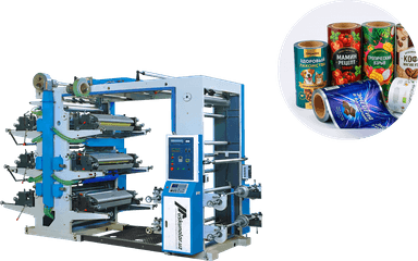 Olti xil rangli flekso bosish uskunasi | maksimal bosish kengligi 1200 mm