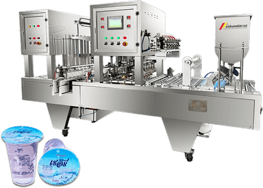 Plastik Stakanlarga Avtomatik Suyuqlik Quyish va Alyumin Folga Yopishtirish Uskunasi