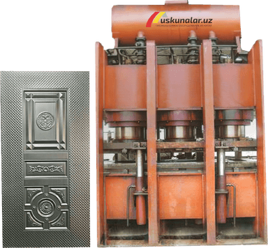 A special press used in the production of steel doors 3000t