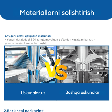 Avtomatik Vertikal Qadoqlash Uskunasi US-720 | Yuqori tezlikda Choy, Qahva, Ziravor, Un va boshqa kukunsimon oziq-ovqat mahsulotlarini qadoqlash stanogi