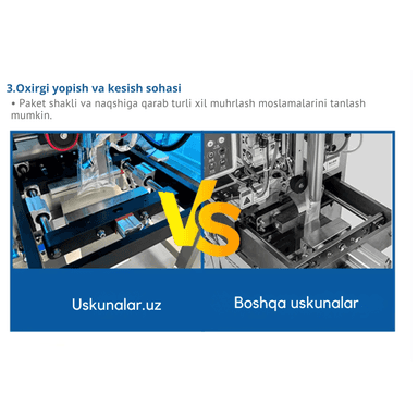 Avtomatik Vertikal Qadoqlash Uskunasi US-720 | Yuqori tezlikda Choy, Qahva, Ziravor, Un va boshqa kukunsimon oziq-ovqat mahsulotlarini qadoqlash stanogi