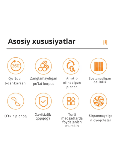 Ko‘p funksiyali qo‘lda ishlatiladigan slyayser, tilimlab kesish uchun, qo‘lda.