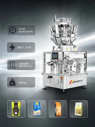 USGD-6GW Olti stansiyali, tayyor paketga qadoqlash uskunasi | 5-2500 gr