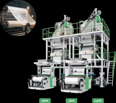 Uch qavatli polietilen plyonka ishlab chiqarish uskunasi | maks. rulon kengligi 1000 mm