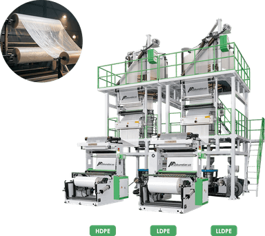 Uch qavatli polietilen plyonka ishlab chiqarish uskunasi | maks. rulon kengligi 1000 mm