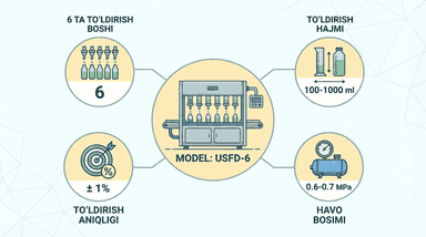 USFD-6 Avtomatk suyuqlik to'ldirish uskunasi | 100-1000 ml