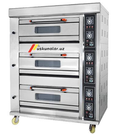 Gas steam oven with 3 decks 6 trays