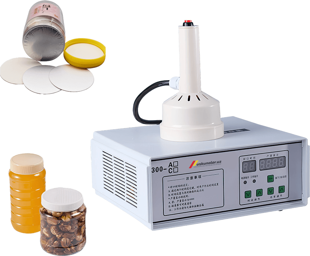 folga qo'yish, folga bilan qadoqlash, shisha og'zini yopish, shisha og'zini folga bilan yopish uskunasi, induksion muhr, folga qo'yish uchun induksion uskuna, falga qoplash, falga